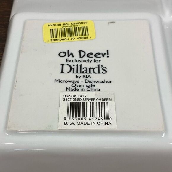 BIA Microwave Dishwasher Oven Safe Oh Deer! Sectioned Server White - Picture 6 of 6